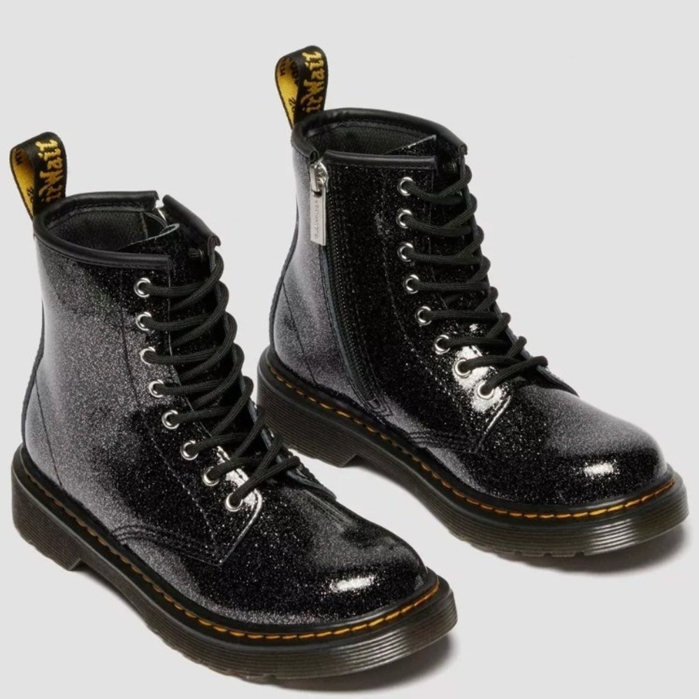 Dr. Martens Junior 1460‎ Glitter Patent Leather Boots Youth Size 3 EUC